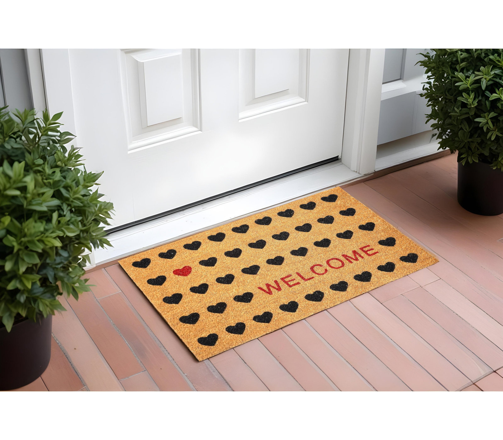 Heart Welcome Non-Slip Doormat, 17" W x 29" L