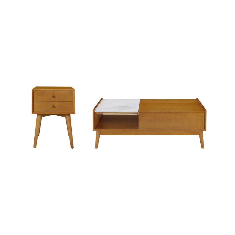 Honrine 2 - Piece Marble Top Living Room Table Set