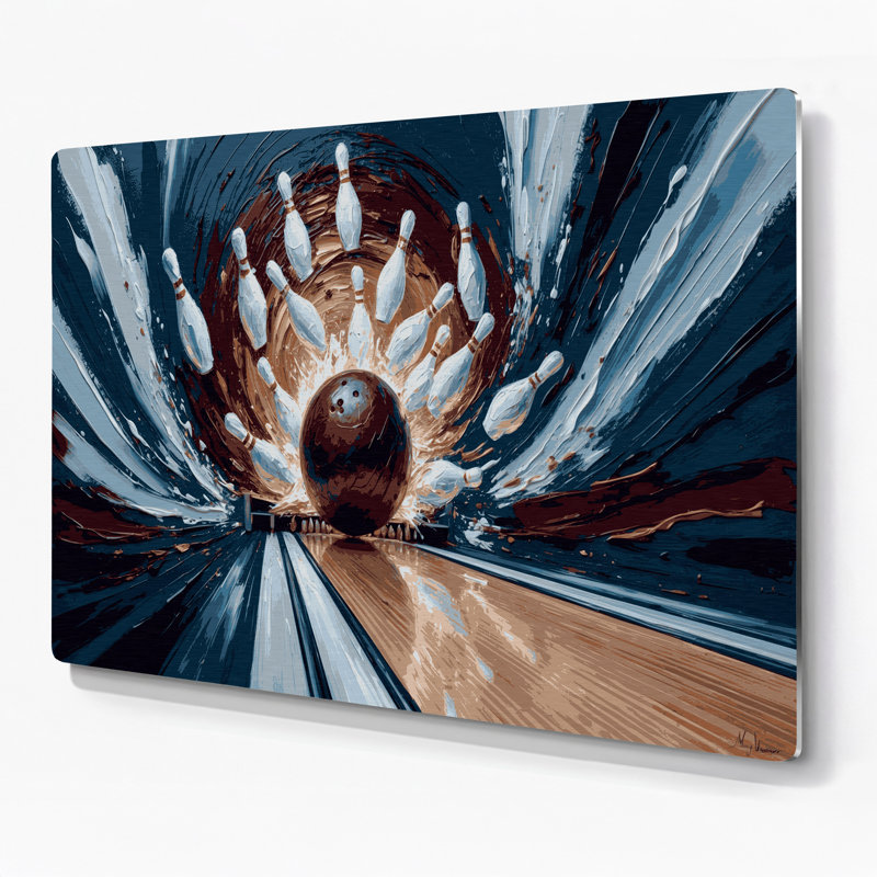 Art mural en métal gris Sports Bowling