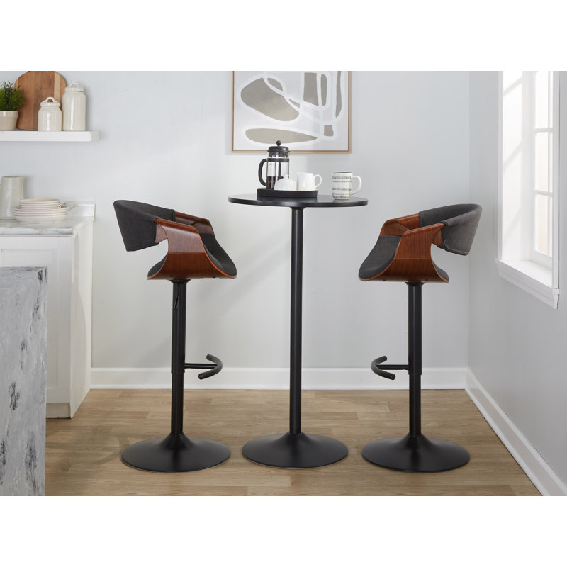 Tabouret de bar Curvo, Gris anthracite/noir