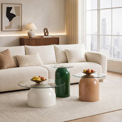 Glass Top Living Room Table Set