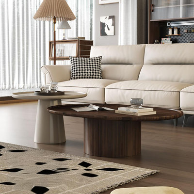 Round smoked wood grain end table