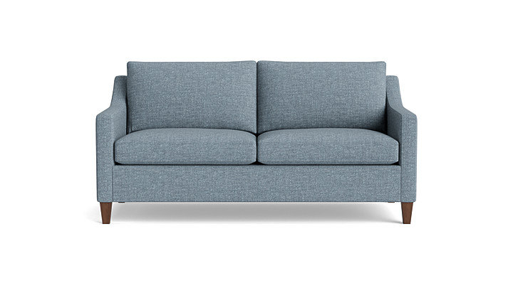 Vera Loveseat (70"), Walnut Finish (Angled), Performance Weave - Aubergine