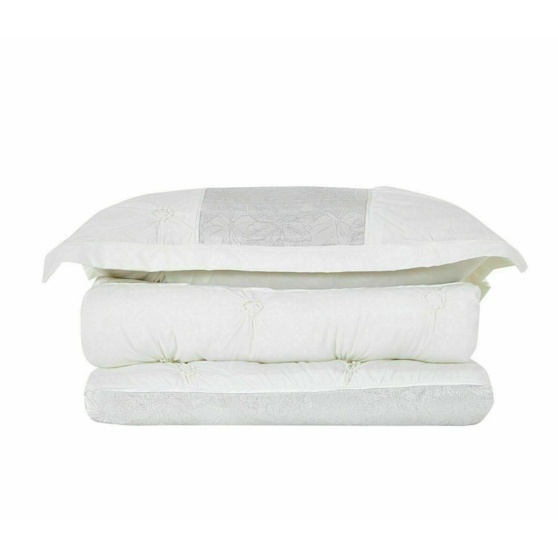 Maya Jacquard Duvet Cover Set Soft Microfiber Bedding with Pillowcases, Hypoallergenic & Luxurious, White