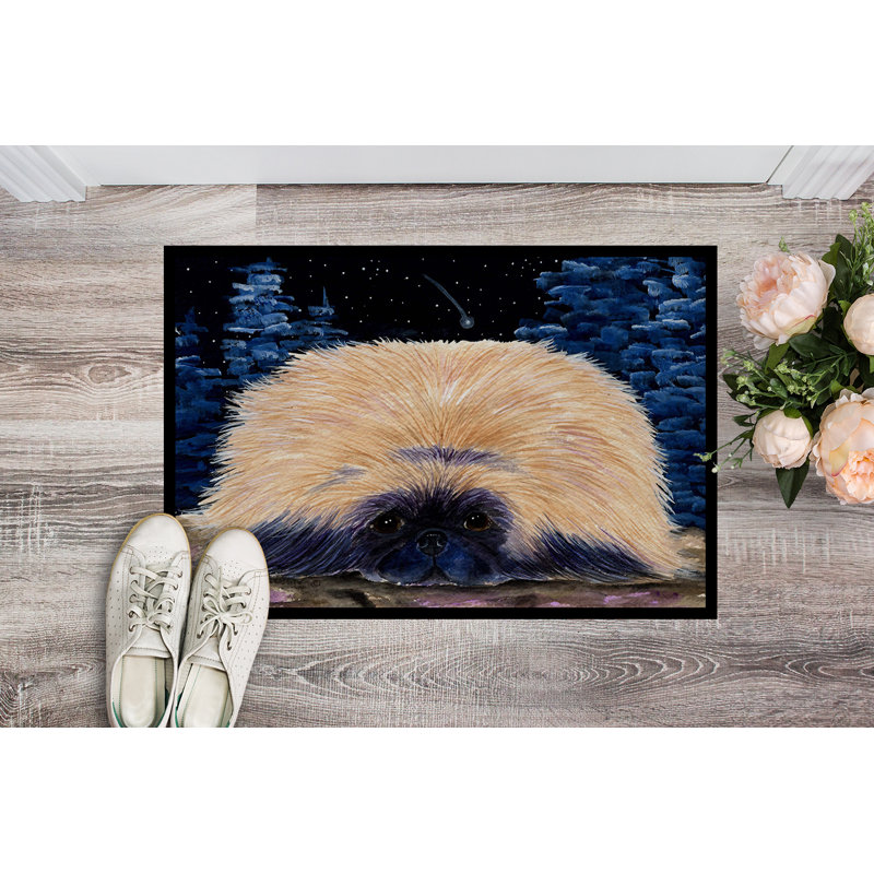 Paillasson d’intérieur anti-dérapant de Pekingese de Bernardino, Rectangle 2 pi x 3 pi