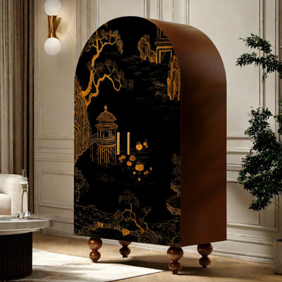 Armoire arquée avec tringle à vêtements et tablettes
