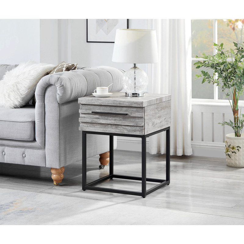 Sacheen End Table with Storage, Gray