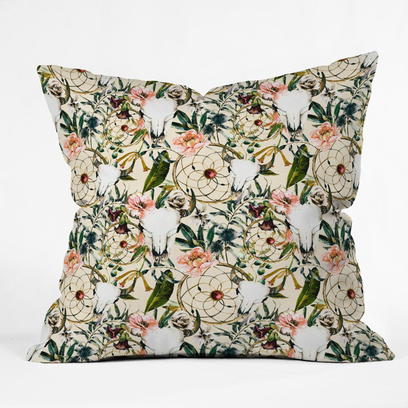 Coussin marta barragan camarasa romantique boho crâne, 16 po x 1 po
