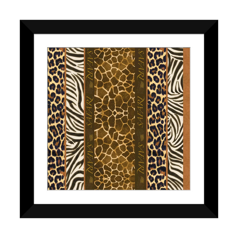 "Safari" par Maria Trad, impression sur toile, H 16 po x l 16 po x P 1 po, Papier d'art encadré noir, Blanc