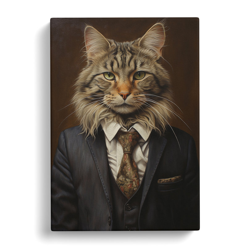 Cat In A Suit - No Frame Print, 60cm H x 40cm W x 3cm D