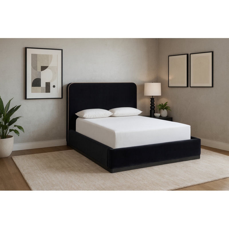 Lit tapissier Dayna, Velours noir, Double