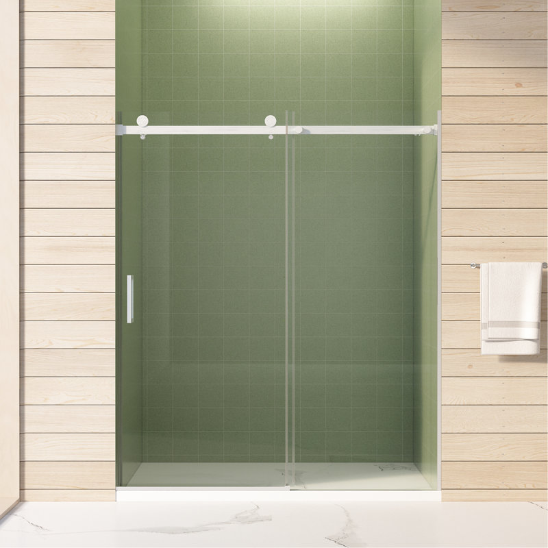 Porte de douche coulissante de 56 à 60 pouces de large et 70 de haut avec verre trempé de 5/16 po 8 mm et double face pour un mouvement sans effort 56 po x l 70 po x H 70 po