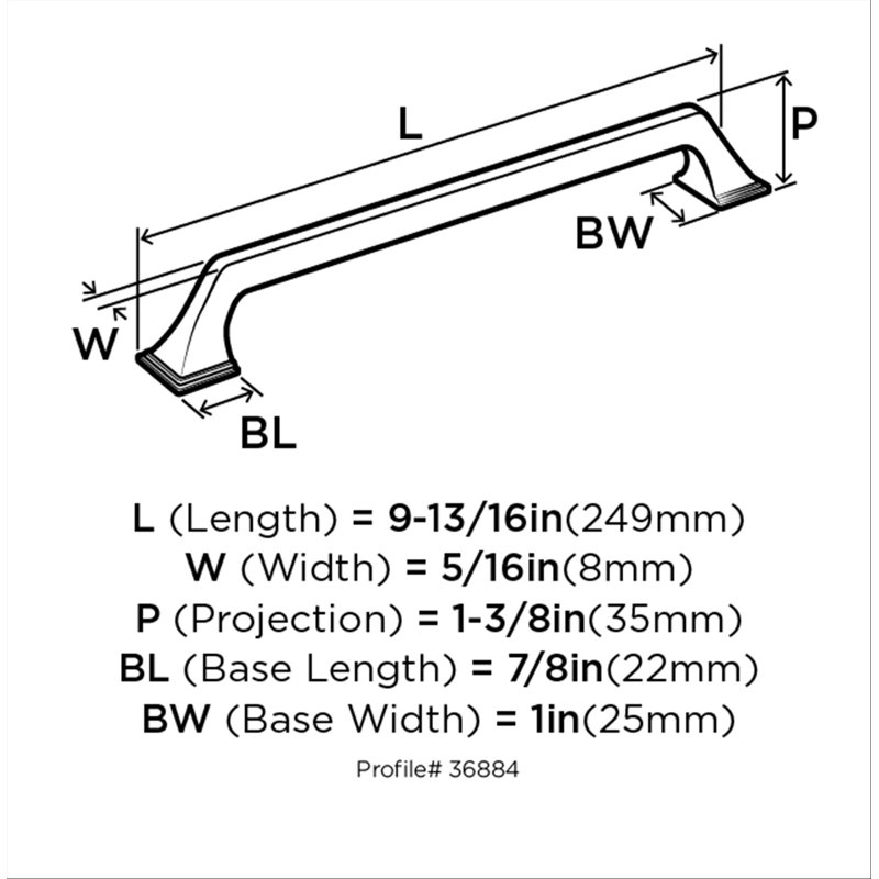 Exceed Arch Pull, 8 13/16", Polished Nickel