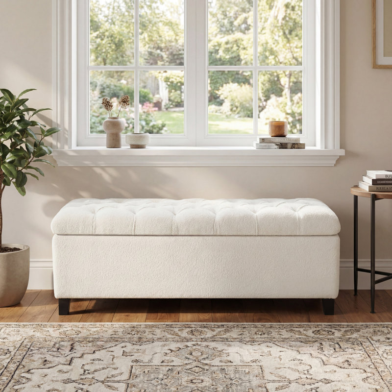 Banc repose-pieds avec rangement, Blanc