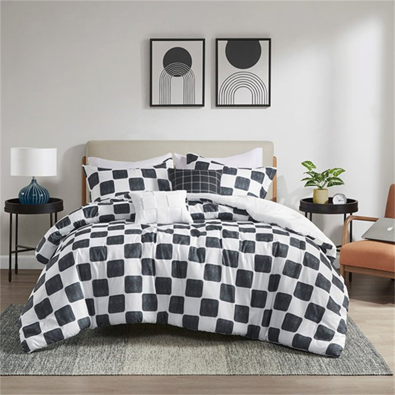 Checkered Comforter Set, Twin Comforter + 1 Sham + 2 Pillows