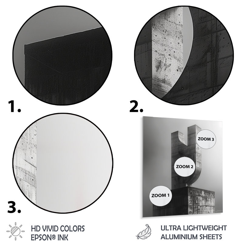 Monochromes architecturaux d'art III, reproduction d'art mural, Sans cadre, métal, H 12 po x l 20 po