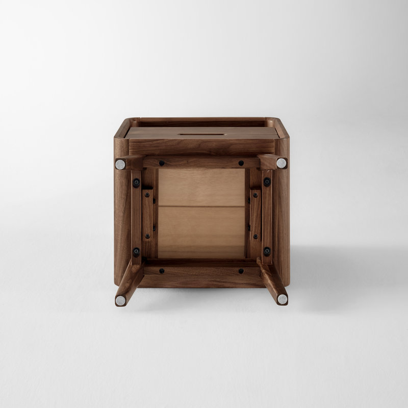 Ensemble de 2 tables de chevet en bois massif MCM avec 1 tiroir et tablette ouverte MCM, Noyer américain