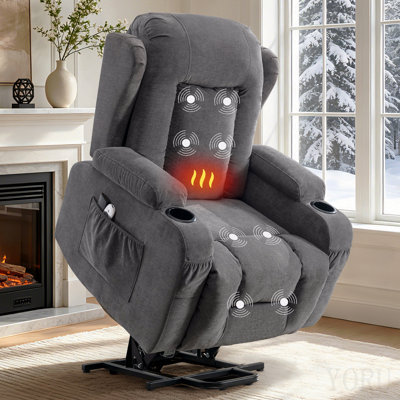 Power Lift Recliner Chair For Elderly With Massage And Heat 8-Point Massage, Lumbar Heat, Electric Lift Assistance, Usb Charging Port, Dual Cup Holders, Side Pockets