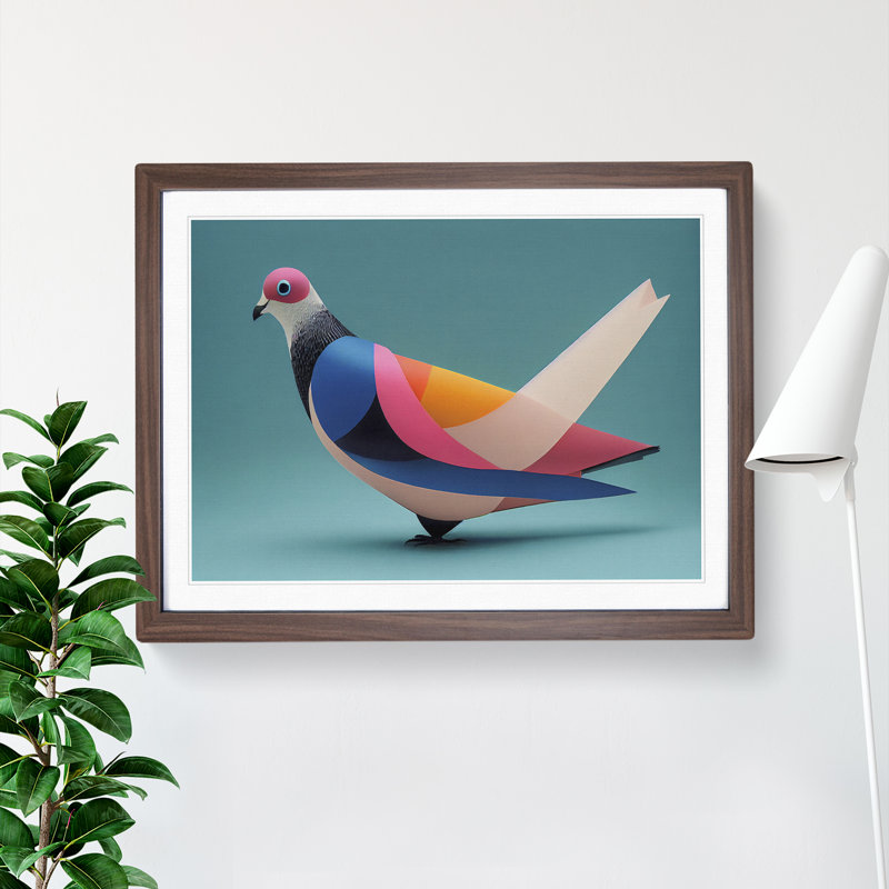 Abstract Pigeon Bird Vol.3 - Framed Print, 25cm H x 34cm W x 2cm D, Walnut