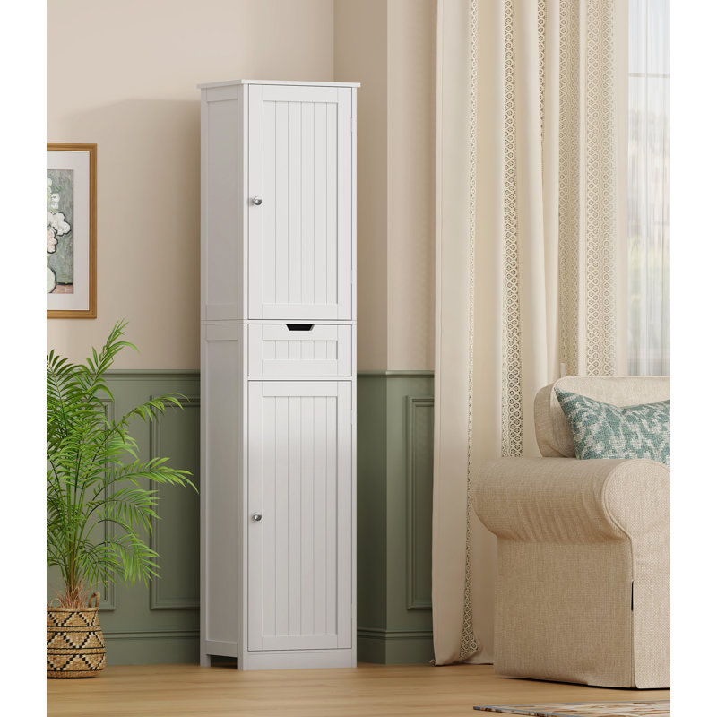 Armoire de rangement haute 67,13 po avec 2 portes et 1 tiroir, Blanc