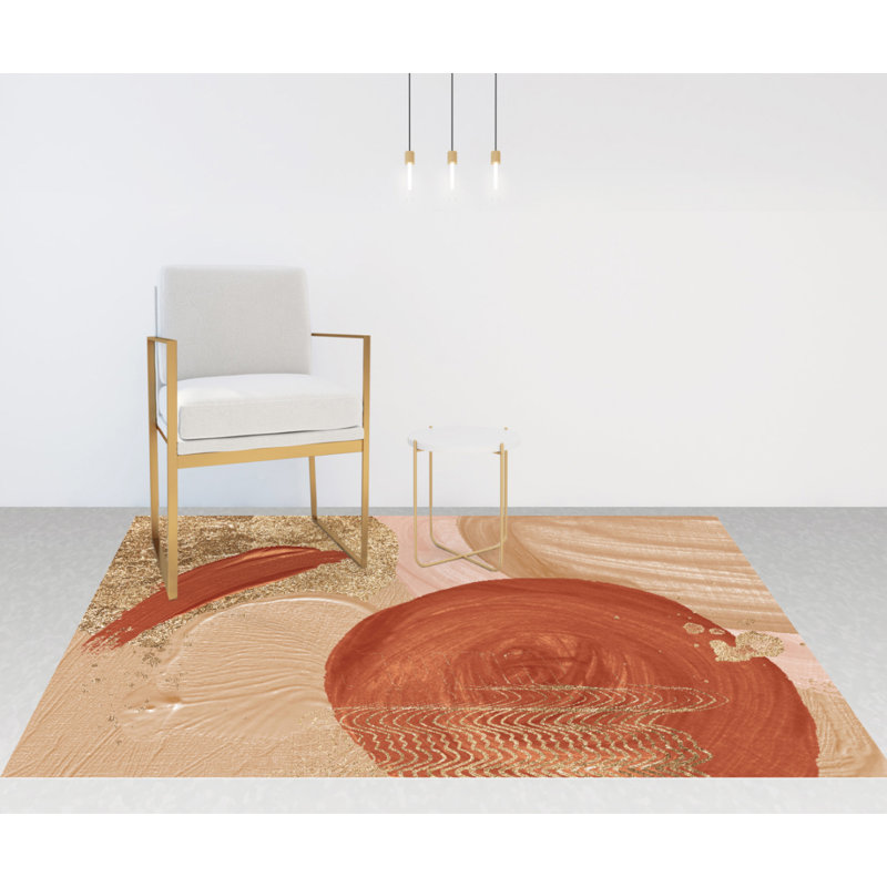 Desare Vinyl Machine Printed Area Rug, Rectangle 3'3.4" x 4'11.1"