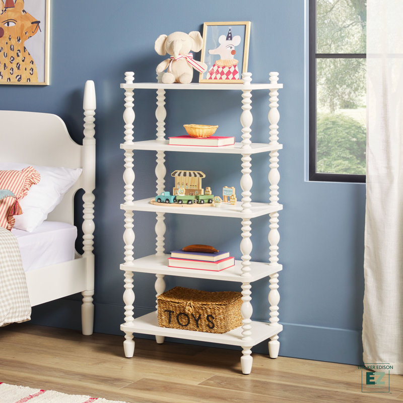 Vivienne Solid Wood Spindle Short Bookshelf, White