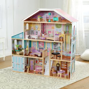 Hape Little Room Pretend Play 3 Story Wooden Doll House w/ Light, Doorbell,  & Bedroom, Bathroom, Living Room, & Dining Furniture for Kids Age 3 and Up