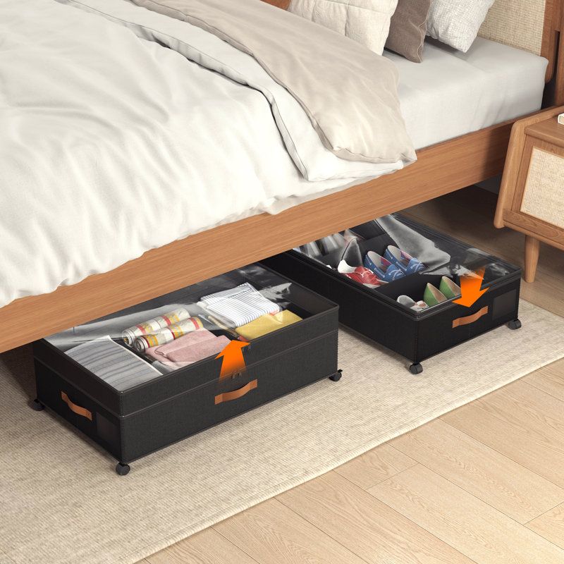 Ensemble de 2 espaces de rangement sous le lit - Hauteur réglable (5,12 po à 8,86 po) et roulettes