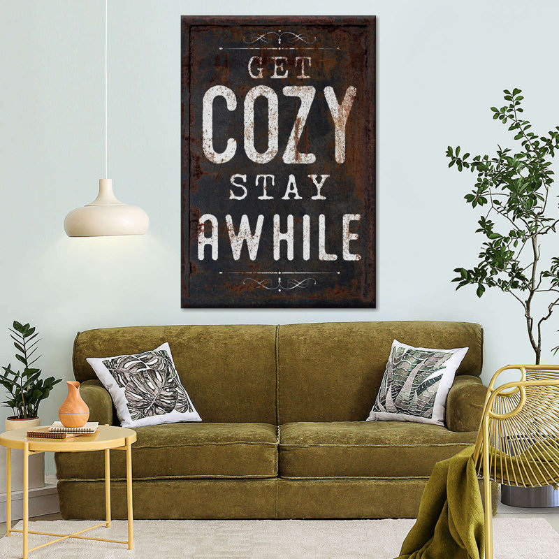 «Get Cozy», typographie, H 39 po x l 26 po x P 1,25 po