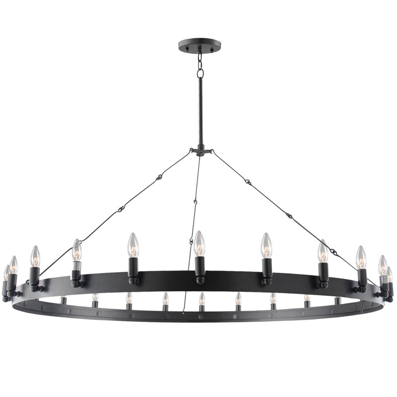 24 - Light Dimmable Wagon Wheel Chandelier