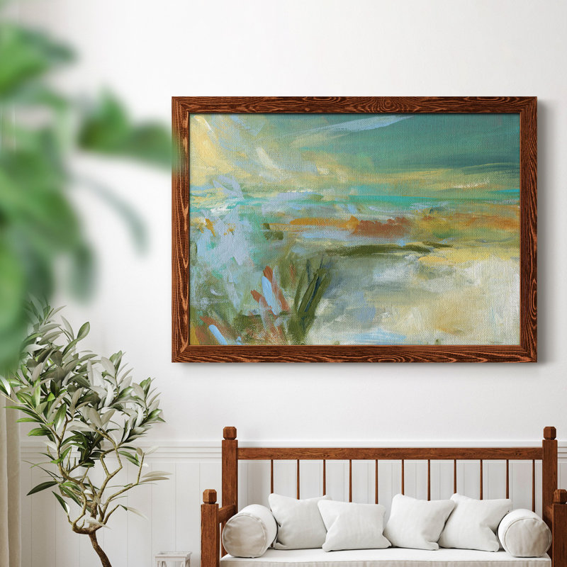 Plage de sable - peinture encadrée, H 31,5 po x l 23,5 po x P 1,5 po, Érable, Pas de tapis