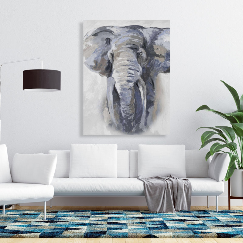 Toile éléphant bleu pastel | Décoration pour animaux d'Afrique