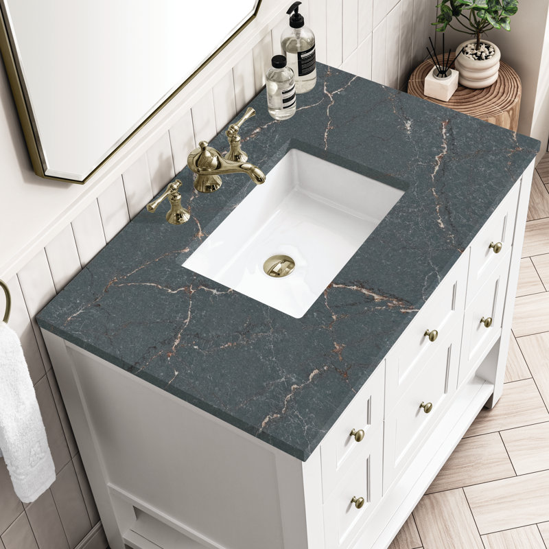 Breckenridge 36'' W Single Vanity, Bright White, 8" Widespread, Parisien Bleu
