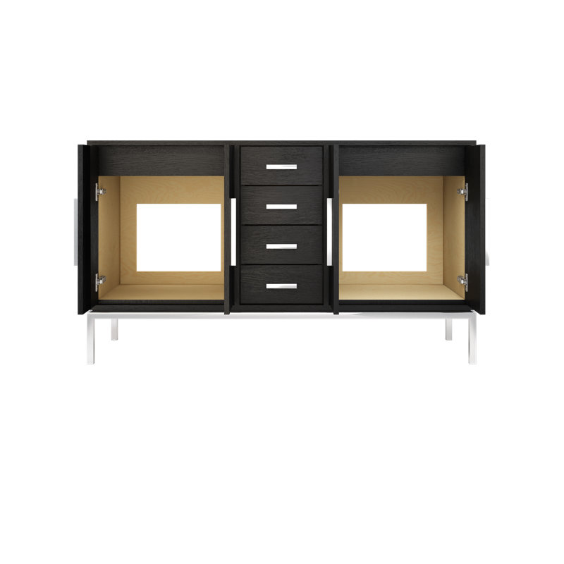 Rift White Oak Double Bath Vanity, 60", Classic Black, Polished Chrome