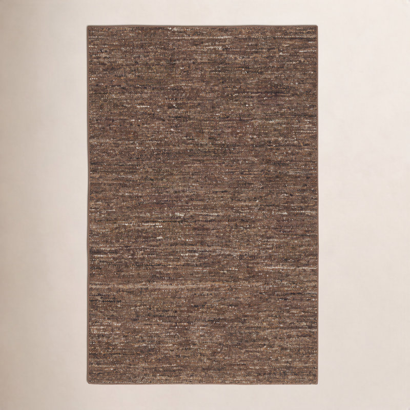 Gardenia Dezi Flatweave Wool Neutral Area Rug, Rectangle 5' x 8', Brown