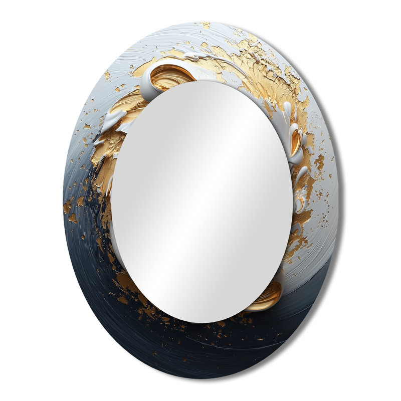 Miroir mural ovale blanc et doré, 43 po x 33 po