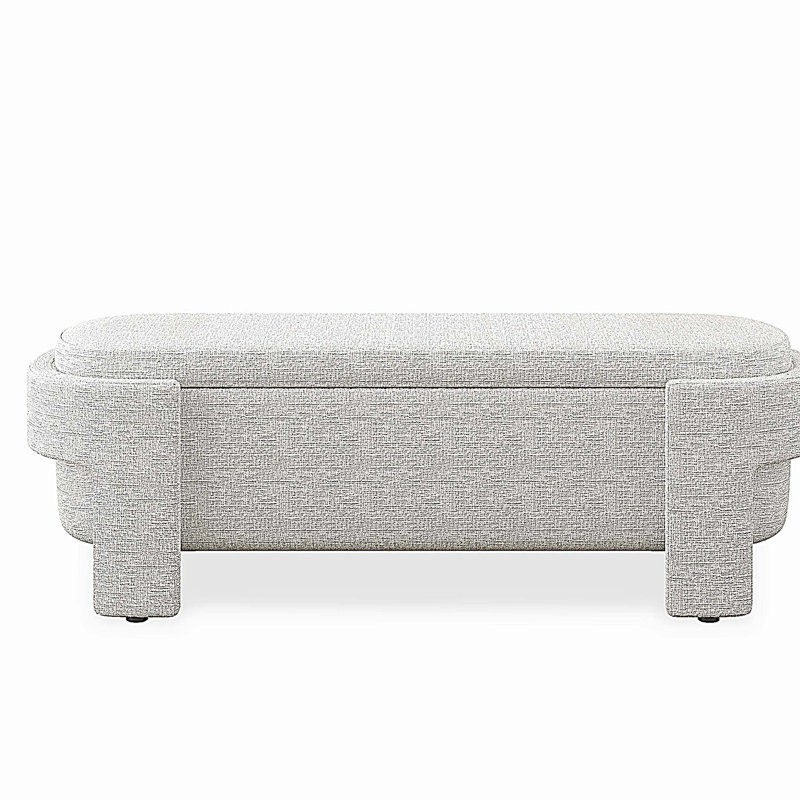 Banc rembourré avec grand espace de rangement, Rayures beiges