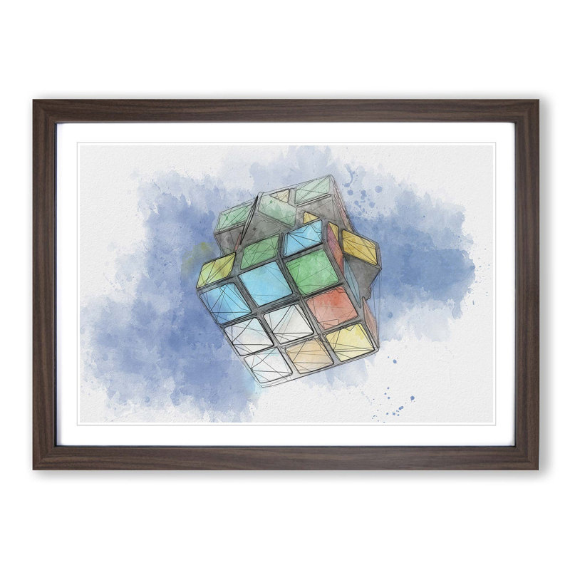 The Rubik Cube in Abstract - Picture Frame Graphic Art Print on MDF, Walnut, 50cm H x 76cm W x 2cm D