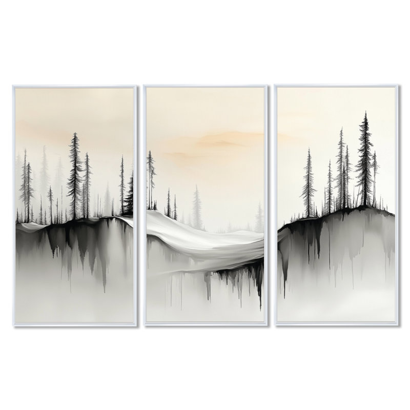 Décoration murale 3 pièces Gamache, Cadre flottant blanc, H 32 po x l 48 po