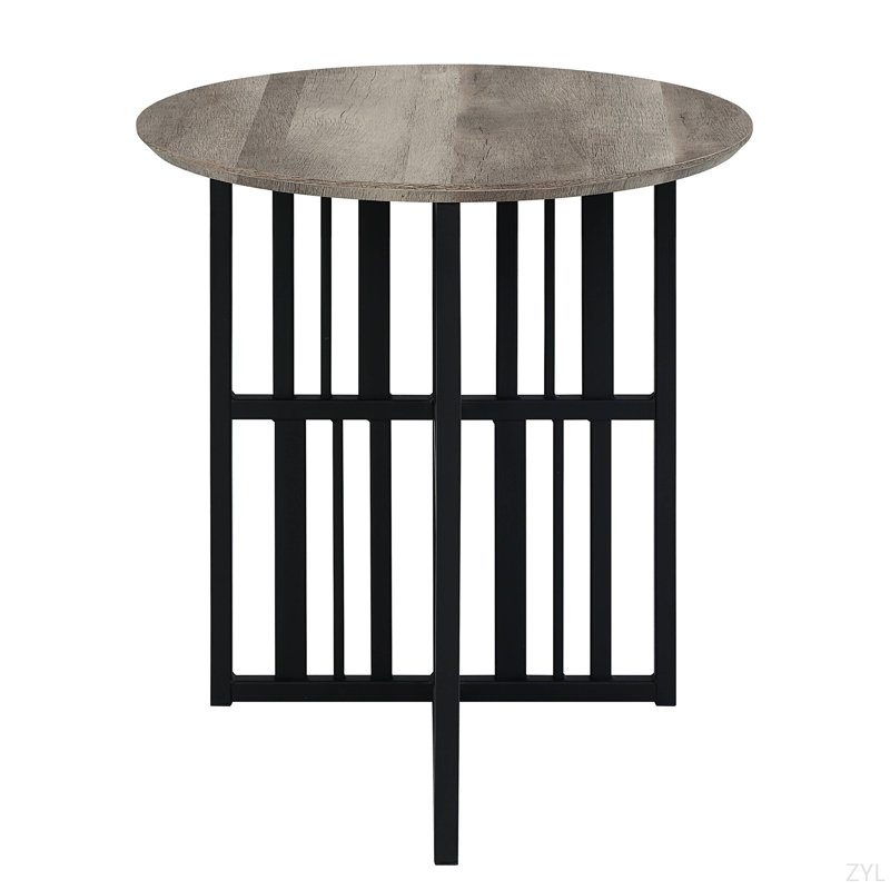 Table de bout en chêne antique et finition noire