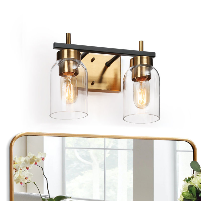 Éclairage pour meuble-lavabo à 2 lumières à intensité variable en laiton / noir Fast Break