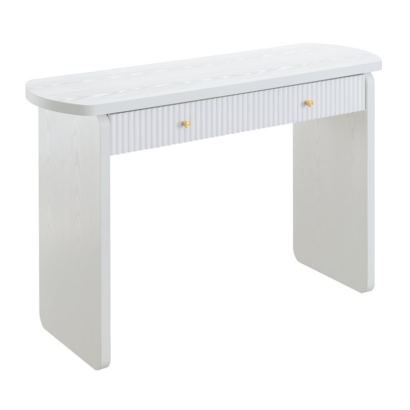 Kian 47.25" W 1 Drawer Hall Entryway Console Table, White, White