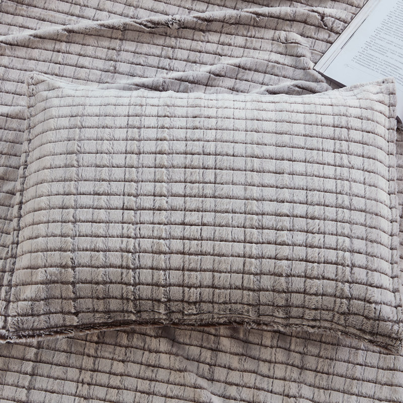 3 Piece Faux Fur Duvet Cover Set, King Duvet Cover + 2 King Shams, Paris