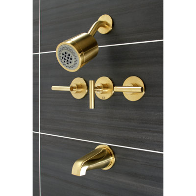 Kingston Brass Manhattan Triple-Handle Tub and Shower Faucet