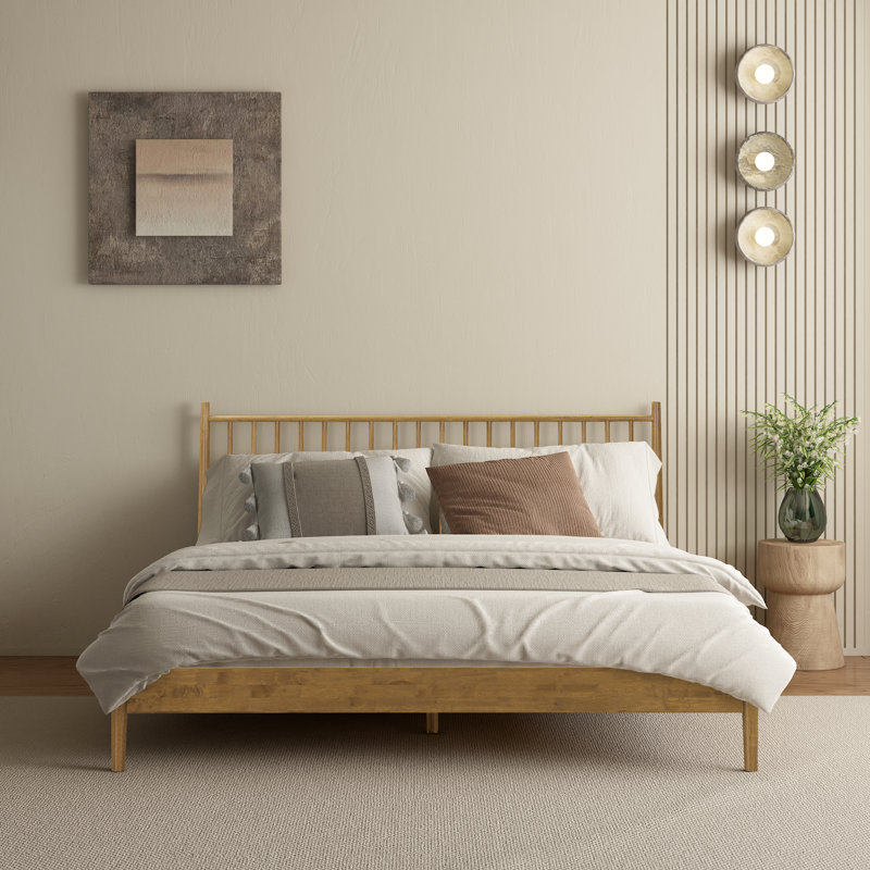  Base de lit en bois avec tête de lit Inno, base en bois massif avec lattes silencieuses et supports centraux en bois, capacité de 1000 lb, assemblage sans effort, plusieurs tailles et couleurs