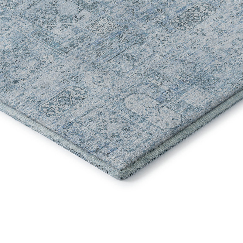 Tapis de qualité supérieure lavable à la machine Cerrito AMF611 Sky, Rectangulaire 8 pi x 10 pi