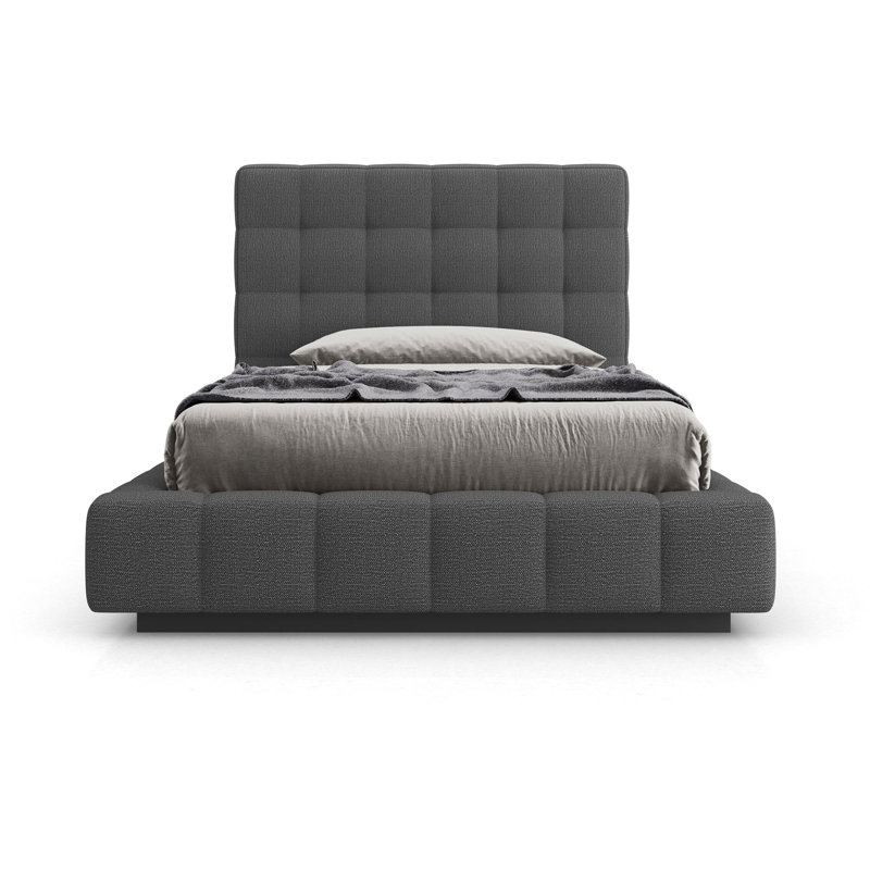 Thompson Upholstered Wingback Bed, Carbon Gray, King