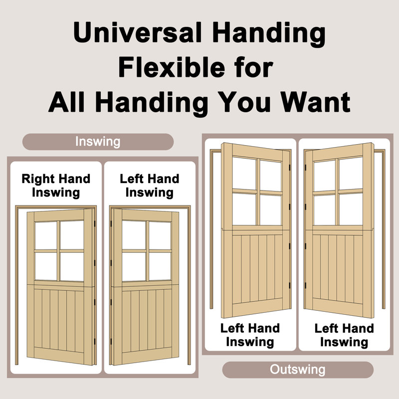 Qucik Assemble Jamb, Not Prehung, Unfinished Dutch Door, 6 Panel Split Single Door Slab With Latch and hardware kit