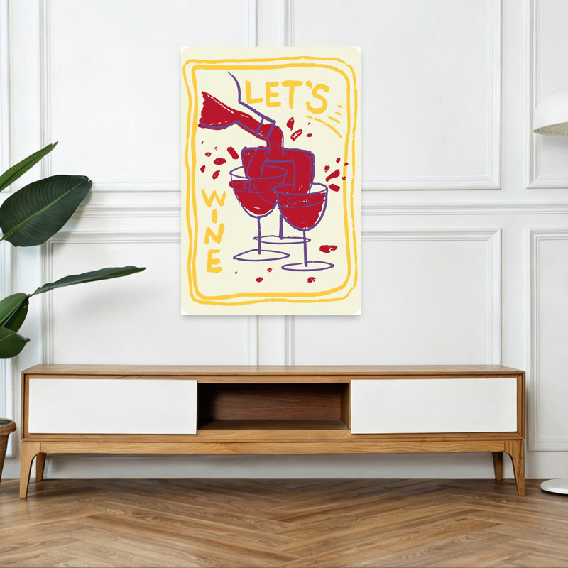 «Let's Wine Together Playful», art mural contemporain, H 48 po x l 32 po