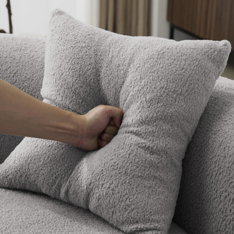 Gris incurvé de 67,01 pouces avec velours, compression complète, aucune installation nécessaire, charge de 350 lb, convient aux petits espaces et à la détente familiale, conception confortable en tissu, assemblage, limite de poids,